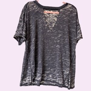 We The Free People Jordan Burnout Tee Gray, cutout neck, Size Medium